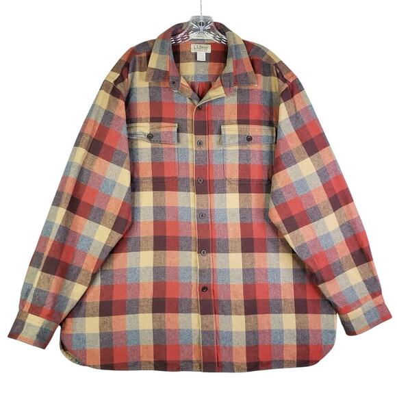 LL Bean Shirt Chamois Men’s Size XL Long Sleeve Fall Plaid Button Up Vintage - Picture 2 of 10